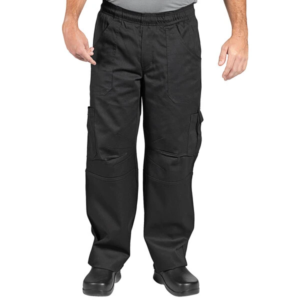 Uncommon Chef 4102 Unisex Black Customizable Grunge Cargo Chef Pants - 2XL