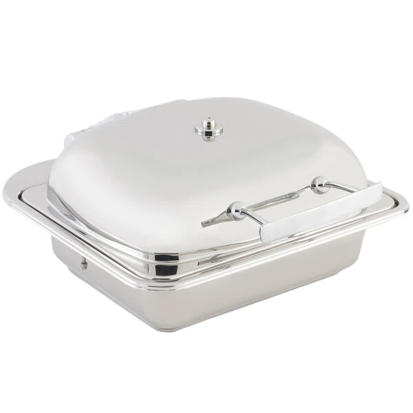 Bon Chef 20302 3.5 Qt. Small Square Stainless Steel Mini Induction Chafer with Solid Lid