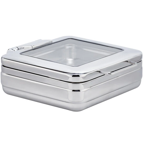 Bon Chef 20309 6 Qt. Stainless Steel Hinged Top Induction Chafer with Glass Window