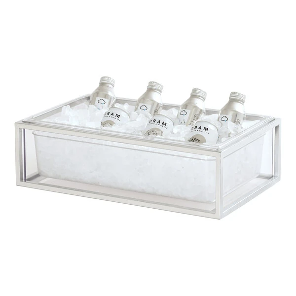 Cal-Mil Milo 20" x 12" x 7" Chrome Ice Housing with Polycarbonate Pan and Liner 23805-12-49