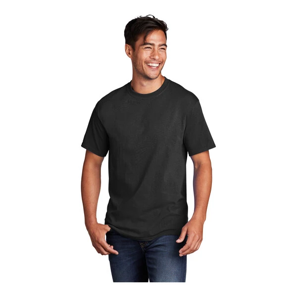 Port & Company PC54 Unisex Customizable Jet Black Short Sleeve T-Shirt - Cotton - Medium