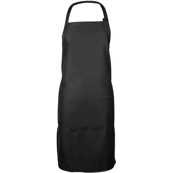 Mercer Culinary M61110BK Genesis® Black Poly-Cotton Bib Apron with Adjustable Neck and 1 Pocket - 33" x 23"