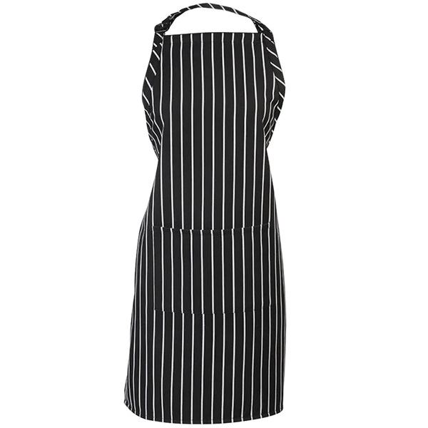 Mercer Culinary M61110BCS Genesis® Chalk Stripe Poly-Cotton Bib Apron with Adjustable Neck and 1 Pocket - 33" x 23"