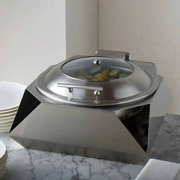 Rosseto SK049 Multi-Chef Diamond 6.3 Qt. Round Stainless Steel Chafer with Lid