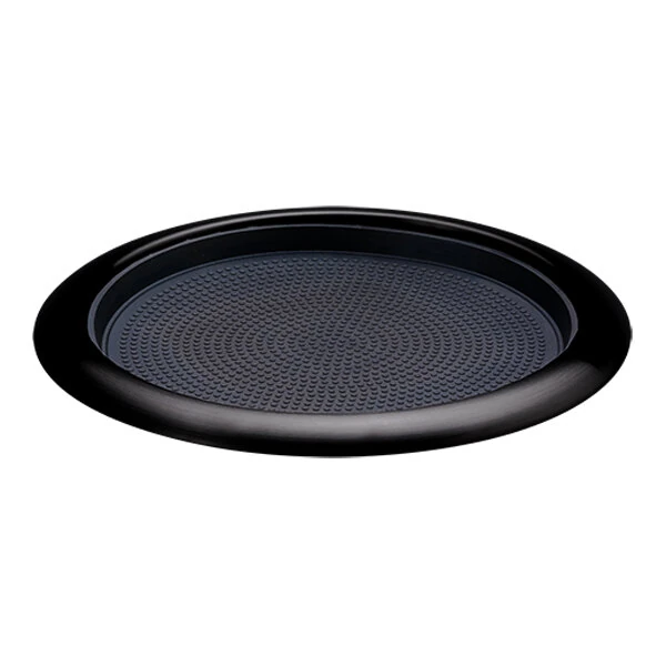 Service Ideas Metallic Elements 11" Black Onyx Round Serving Tray with Removable Non-Slip Insert TR119RIBX - 12/Case