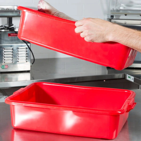 Vollrath 1511-C02 Traex® Color-Mate™ Red Perforated Drain Box - 20" x 15" x 5"