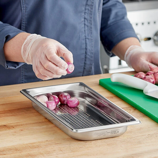 Vollrath 90313 Super Pan 3® 1/3 Size 1 1/2" Deep Anti-Jam Perforated Stainless Steel Steam Table / Hotel Pan - 22 Gauge