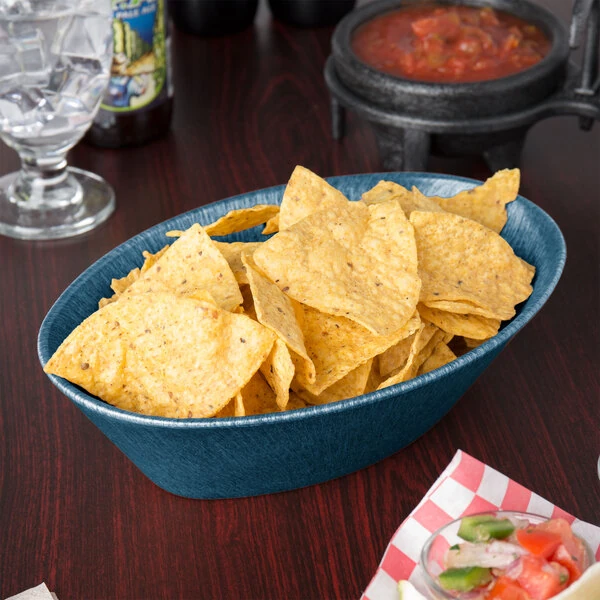 HS Inc. HS1011L 10" x 6" x 2 1/2" Blueberry Polyethylene Large Oval Basket - 24/Case