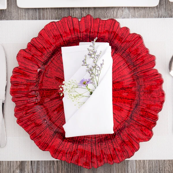 Charge It by Jay 13" Round Reef Red Glass Charger Plate - 12/Pack