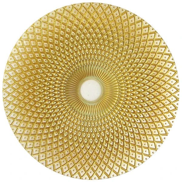 Charge It by Jay 12 3/4" Round Gold Kaleidoscope Glass Charger Plate - 12/Pack
