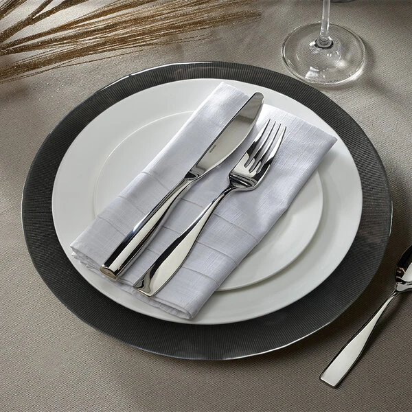 Charge It by Jay 13" Round Starburst Black Glass Charger Plate - 8/Pack
