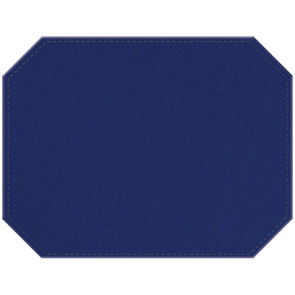 H. Risch, Inc. PLACEMATDXOCT-RIOBLUE Rio 16" x 12" Customizable Blue Premium Sewn Faux Leather Octagon Placemat