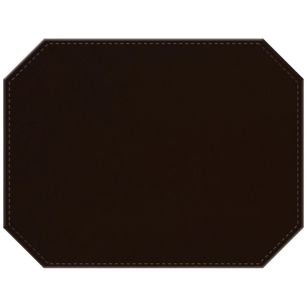 H. Risch, Inc. PLACEMATDXOCT-RIOBROWN Rio 16" x 12" Customizable Brown Premium Sewn Faux Leather Octagon Placemat