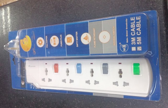 4-way Universal Electrical Extension Socket With 5-meter cable