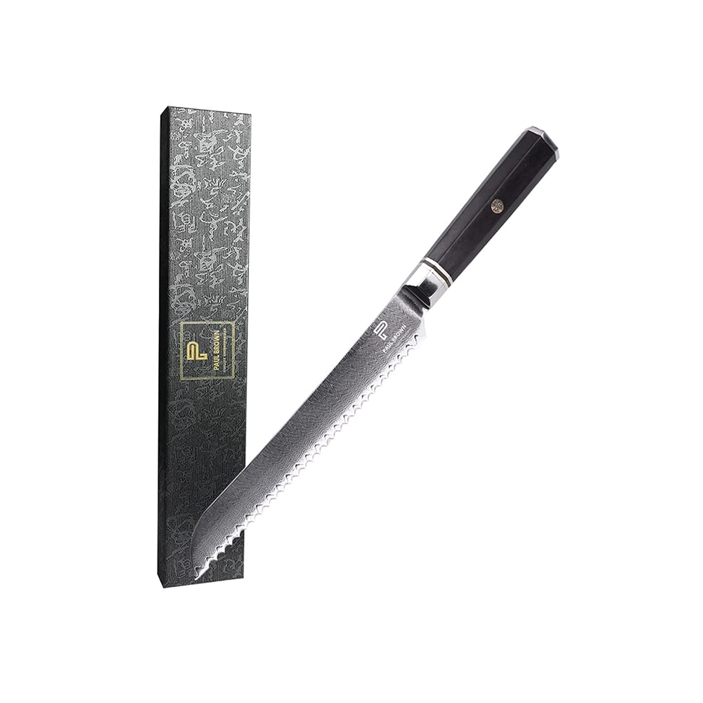 Paul Brown, Bread Knife, 20 cm Blade, Serrated, Octagon Wooden Handle