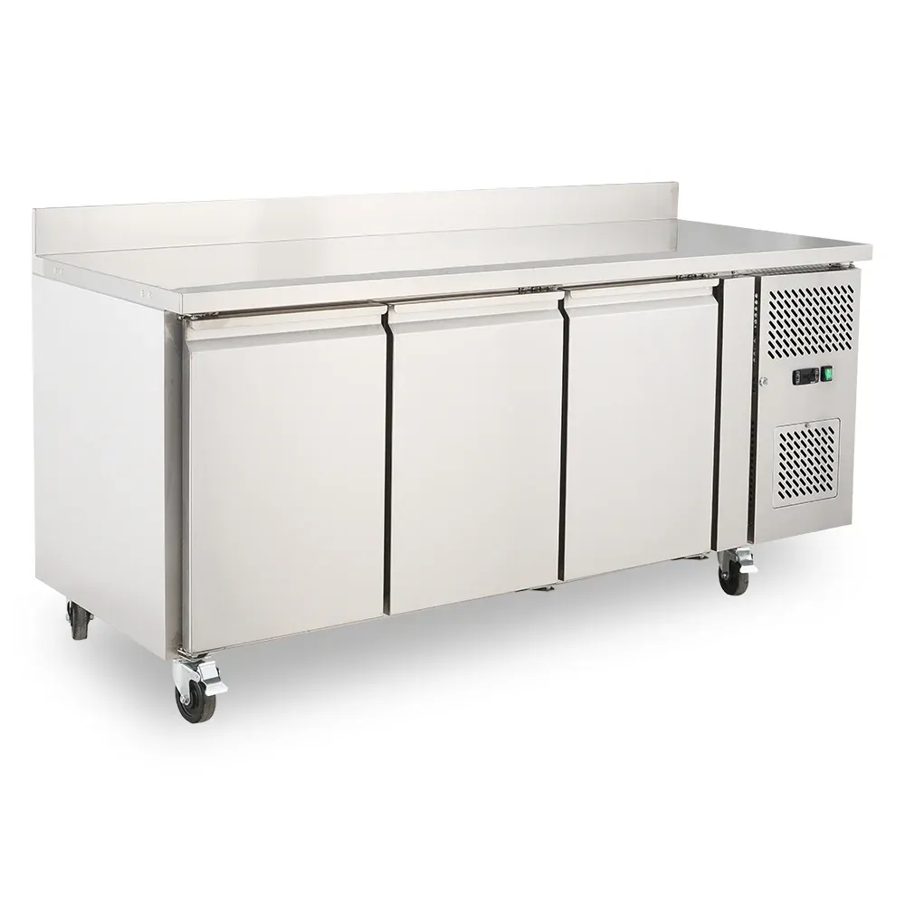 Medal Worktop Chiller SS304 - 465L, 3-Door with Backsplash, +2°C to +8°C, 5-Yr Warranty