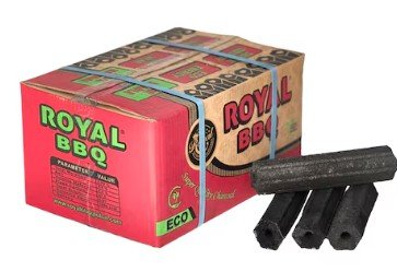 Royal BBQ Charcoal Briquettes Long Hole Red 10 Kg Box