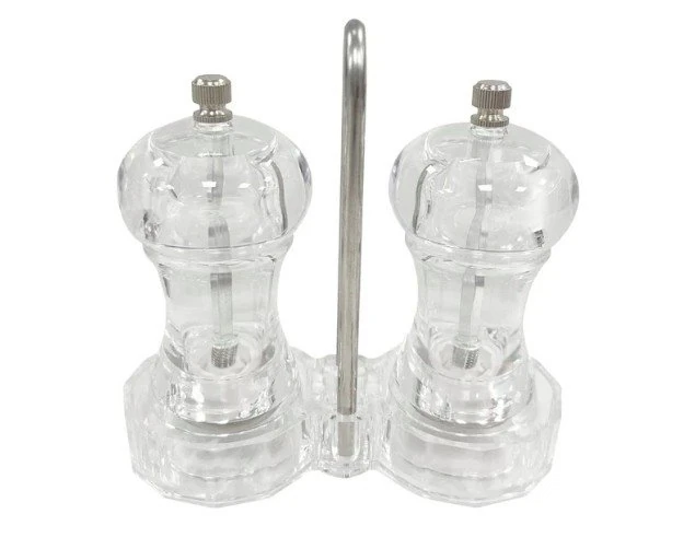 Transparent Acrylic Salt & Pepper Mill Set - 14.2 x 6.4 x 14 cm