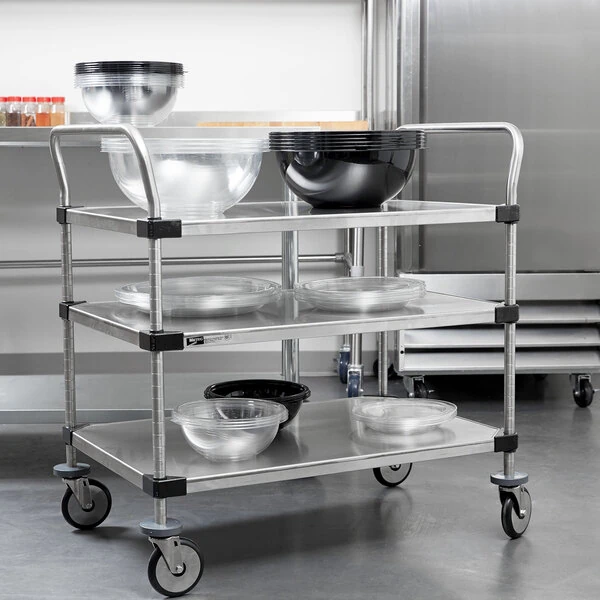 Metro MW208 Super Erecta 24" x 36" x 39" Three Shelf Standard Duty Stainless Steel Utility Cart
