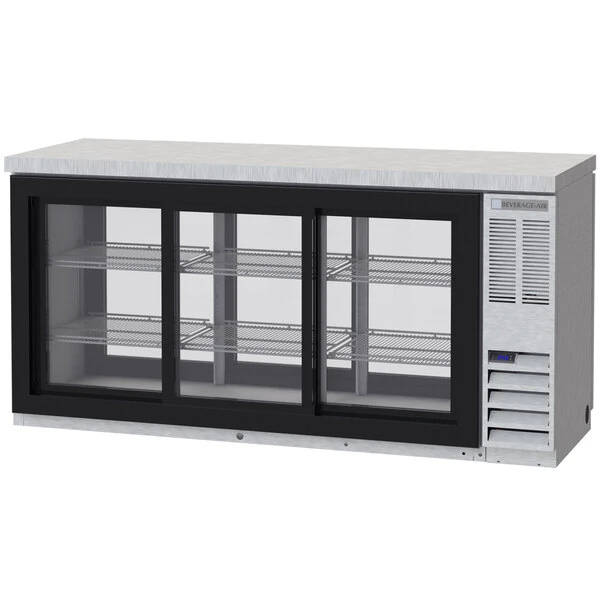 Beverage-Air BB72HC-1-GS-PT-S-27 72" Stainless Steel Counter Height Glass Door Pass Through Back Bar Refrigerator
