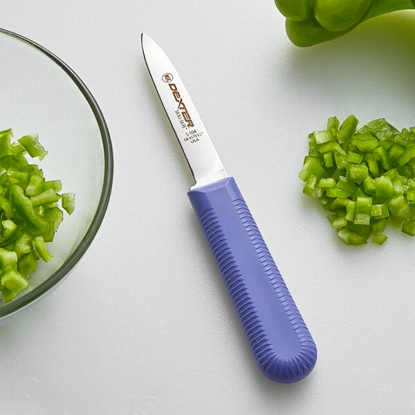 Dexter-Russell 15303P Sani-Safe 3 1/4" Purple Allergen-Free Cook's Style Paring Knife