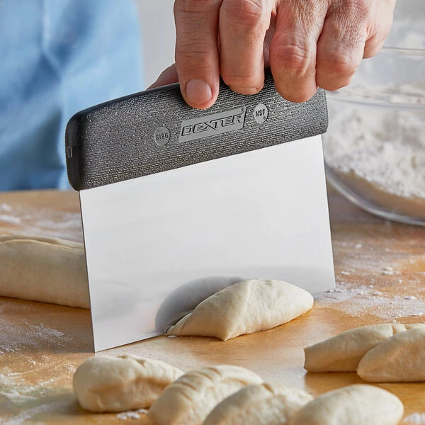 Dexter-Russell 17303B Sani-Safe 6" x 4 5/8" High Carbon Stainless Steel Dough Cutter / Bench Scraper with Black Handle