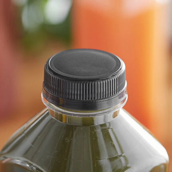 Black Unlined Tamper-Evident Cap for Juice Bottles - 100/Pack