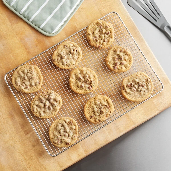 Baker's Lane 11 13/16" x 16 1/4" Stainless Steel Footed Wire Cooling Rack for Half Size Sheet Pan