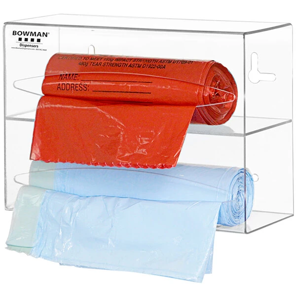 BOWMAN Dispensers Clear PETG Plastic Double Bag Dispenser BG002-0111