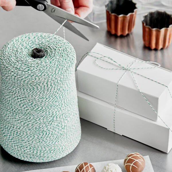 Baker's Lane Green and White Variegated Polyester Cotton Blend Baker's Twine 2 lb. Cone