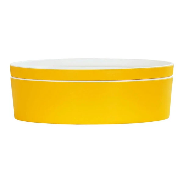 Cal-Mil 9" Sunshine Yellow Round Melamine Bento Box - 3/Case