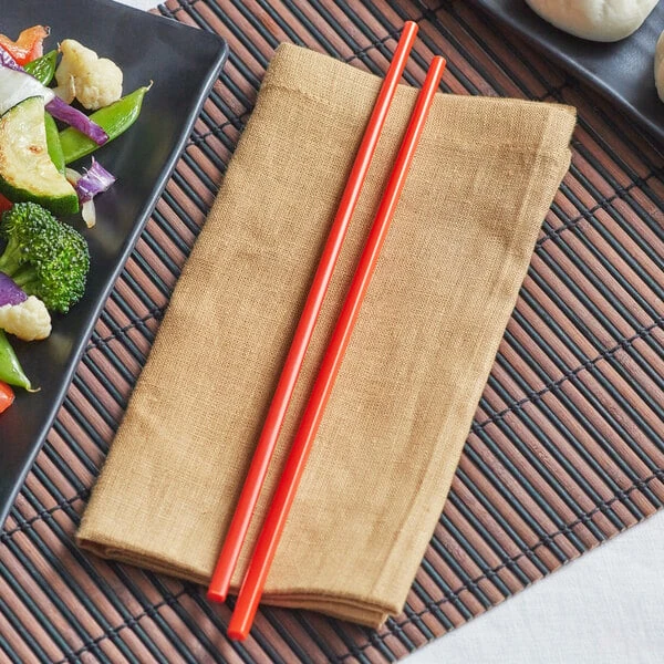 Emperor's Select 10 3/4" Red Melamine Chopsticks Set - 10/Pack