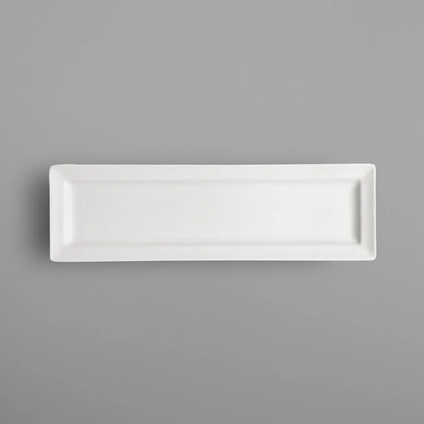RAK Porcelain Classic Gourmet 10 1/4" x 3 1/8" Ivory Porcelain Rectangular Platter - 12/Case