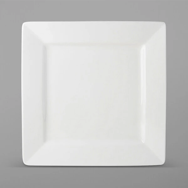 Tuxton ABU-009 Napa AlumaTux 12 1/8" Pearl White (European White) Square China Plate - 6/Case