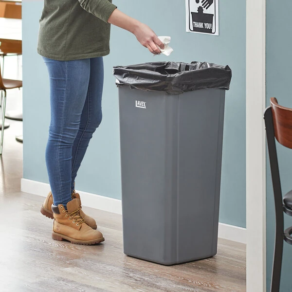 Lavex 23 Gallon Gray Square Trash Can