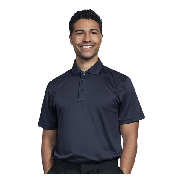 Uncommon Chef 50TJ01-R Men's Customizable Navy Blue Short Sleeve Moisture Wicking Polo Shirt - Polyester - L