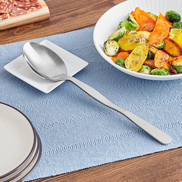 American Metalcraft HM12SOL 12" Hammered Stainless Steel Solid Spoon