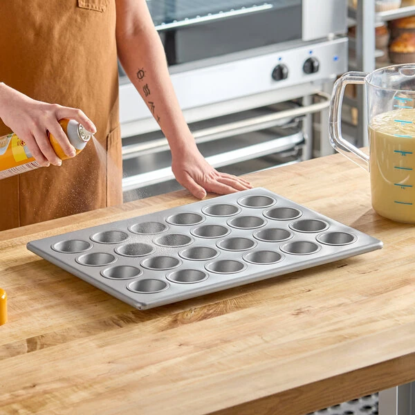 Baker's Lane 24 Cup 1.75 oz. 13 inch x 18 inch Glazed Aluminized Steel Mini Muffin / Cupcake Pan - 13 inch x 18 inch