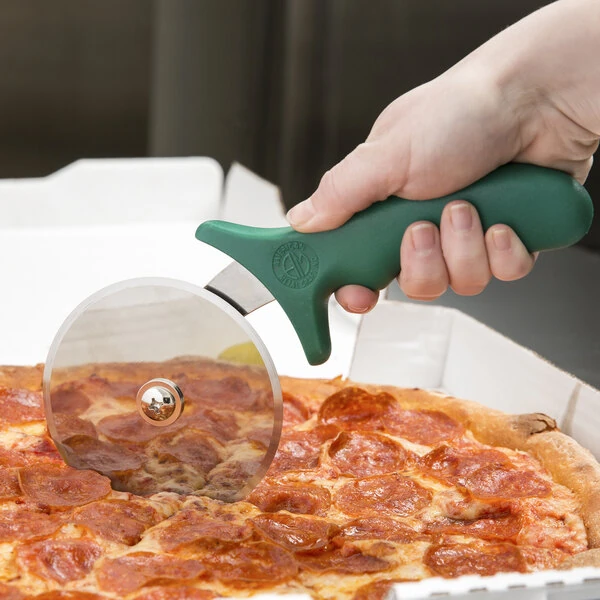 American Metalcraft 4" Stainless Steel Pizza Cutter with Green Handle PIZG3