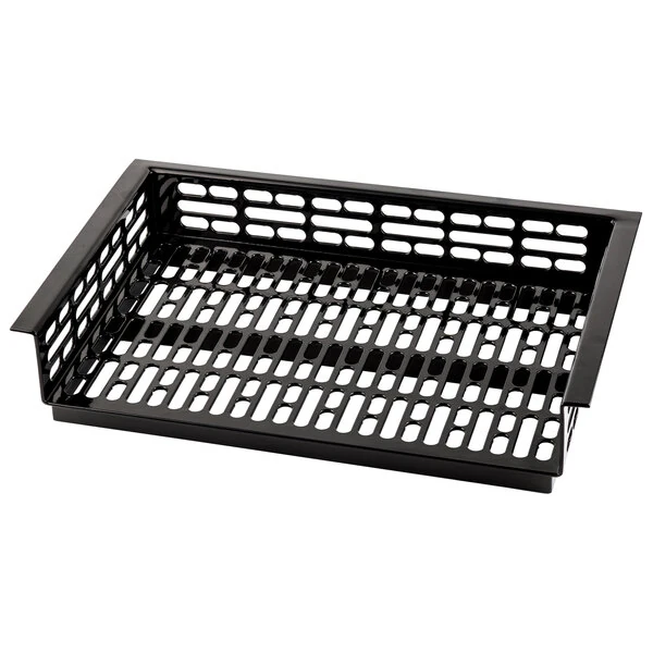 TableCraft CW1064BK Simple Solutions 21 1/4" x 13 5/8" x 3" Black Cast Aluminum Perforated Single Cold Well Drop-In Template
