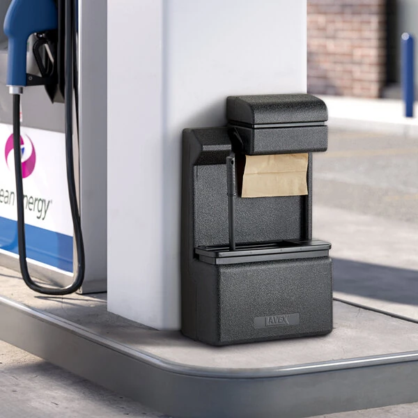 Lavex Black Windshield Wash Station Attachment with Towel Dispenser and Squeegee