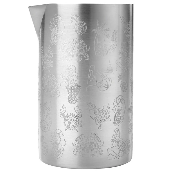 Barfly® M37079 21 oz. Tiki-Themed Double Wall Stainless Steel Mixing / Stirring Tin