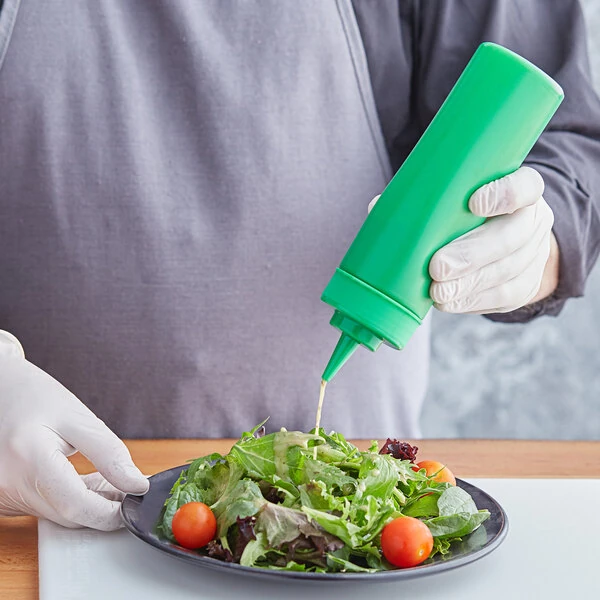 Choice 12 oz. Green Wide Mouth Squeeze Bottle   - 6/Pack