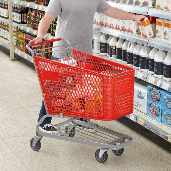 Regency Red Plastic Grocery Cart - 5.8 Cu. Ft.