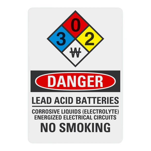 Lavex 10" x 7" Non-Reflective Plastic "Danger / Lead Acid Batteries / Corrosive Liquids (Electrolyte) / Energized Electrical Circuits / No Smoking" Safety Sign