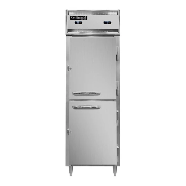 Continental Refrigerator 1RF-N-HD 26" Solid Half Door Dual Temperature Reach-In Refrigerator / Freezer