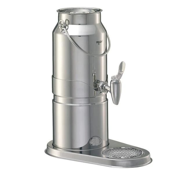 Frilich EMC030E 3.2 Qt. Stainless Steel Milk Dispenser Set with Stainless Steel Base