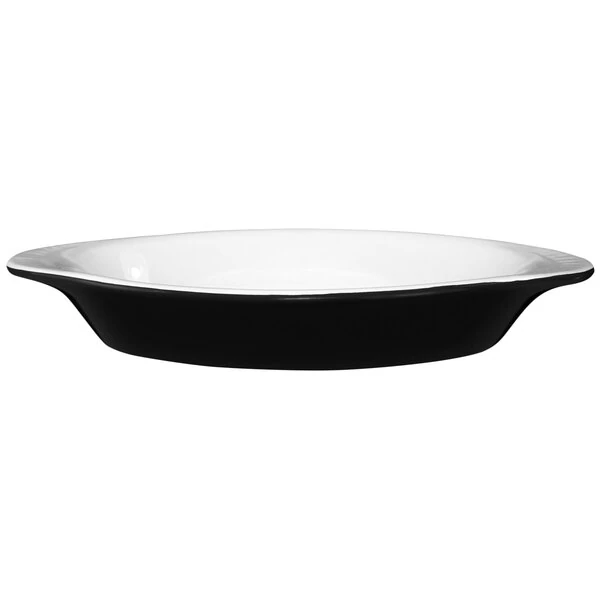 International Tableware 8 oz. Black and White Two-Tone Stoneware Rarebit - 36/Case