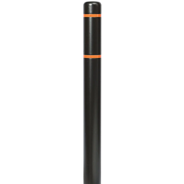 Innoplast BollardGard 4 11/16" x 52" Black Bollard Cover with Orange Reflective Stripes BC452BKO