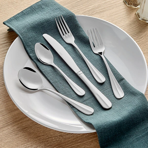 Acopa Benson 18/0 Stainless Steel Heavy Weight Flatware Set with Service for 12 - 60/Pack